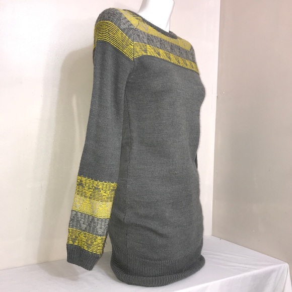 Calvin Klein Yellow Stone Grey Wool Sweater Dress - Picture 5 of 11